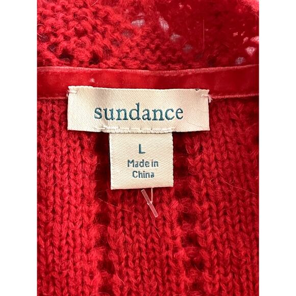 Sundance Sz L Alpine Kiss Cardigan Sweater Red Boho Cozy Grandma Christmas Soft - Picture 11 of 12
